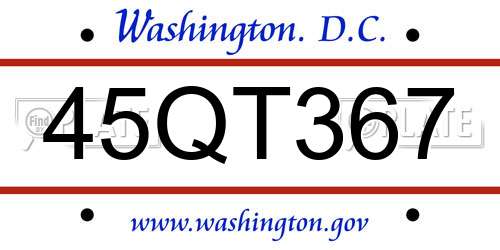 45QT367 District Of Columbia License Plate