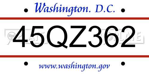 45QZ362 District Of Columbia License Plate
