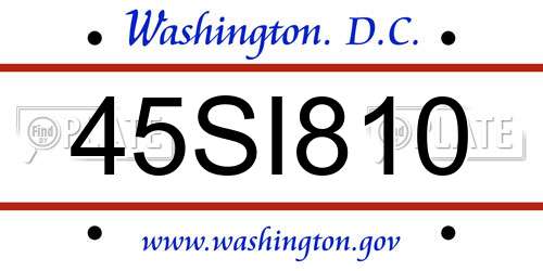 45SI810 District Of Columbia License Plate
