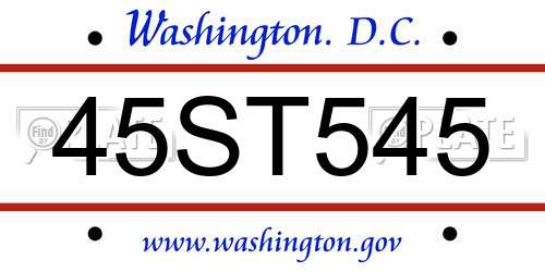 45ST545 District Of Columbia License Plate