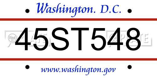 45ST548 District Of Columbia License Plate