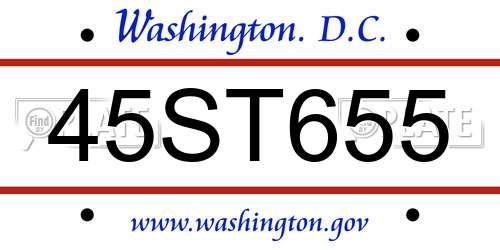 45ST655 District Of Columbia License Plate