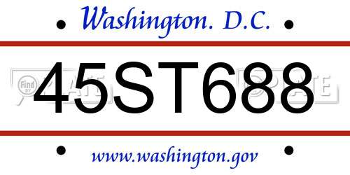 45ST688 District Of Columbia License Plate