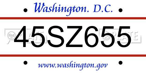 45SZ655 District Of Columbia License Plate