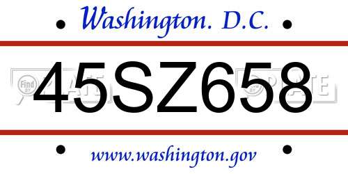 45SZ658 District Of Columbia License Plate