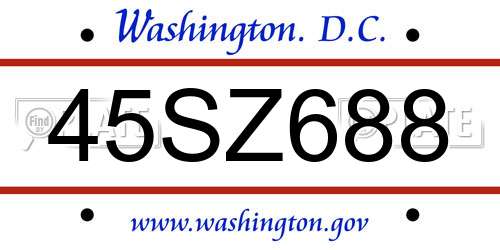 45SZ688 District Of Columbia License Plate
