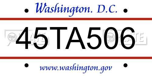 45TA506 District Of Columbia License Plate