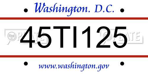 45TI125 District Of Columbia License Plate