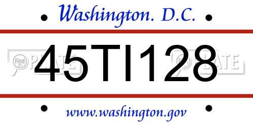45TI128 District Of Columbia License Plate