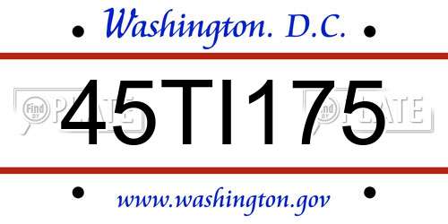45TI175 District Of Columbia License Plate