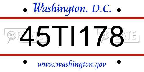 45TI178 District Of Columbia License Plate