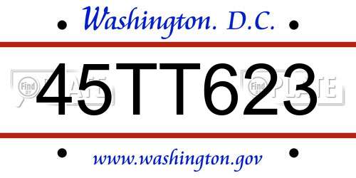 45TT623 District Of Columbia License Plate