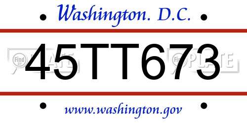 45TT673 District Of Columbia License Plate