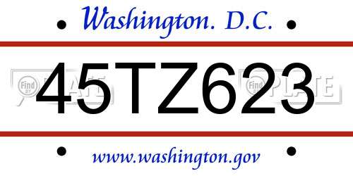 45TZ623 District Of Columbia License Plate