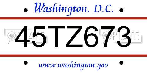 45TZ673 District Of Columbia License Plate
