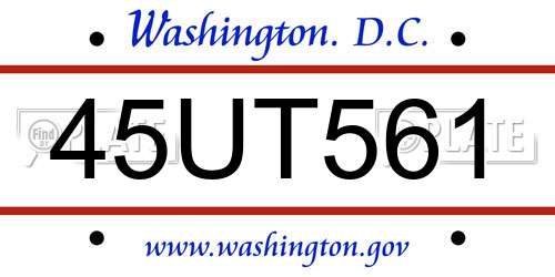 45UT561 District Of Columbia License Plate