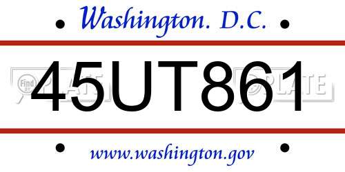 45UT861 District Of Columbia License Plate