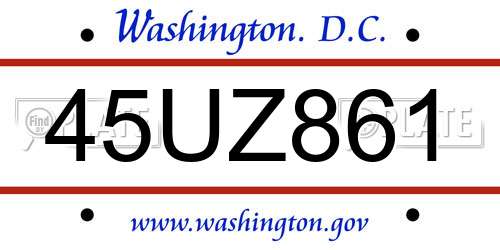 45UZ861 District Of Columbia License Plate