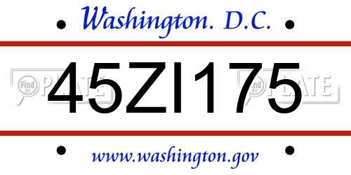 45ZI175 District Of Columbia License Plate