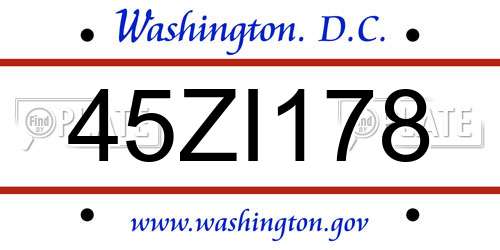 45ZI178 District Of Columbia License Plate