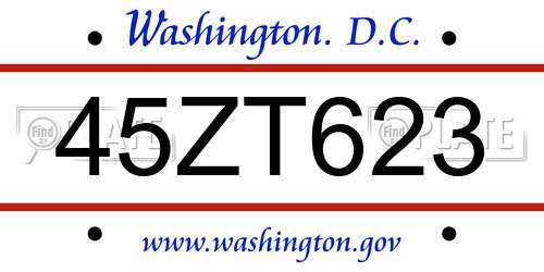 45ZT623 District Of Columbia License Plate