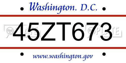 45ZT673 District Of Columbia License Plate