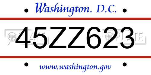 45ZZ623 District Of Columbia License Plate