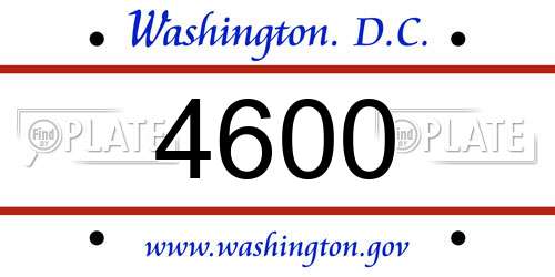 4600 District Of Columbia License Plate