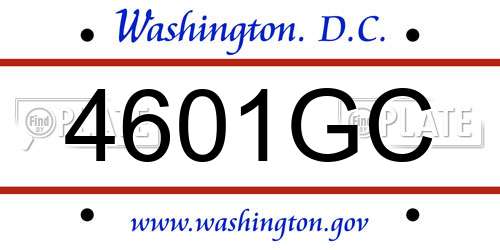 4601GC District Of Columbia License Plate