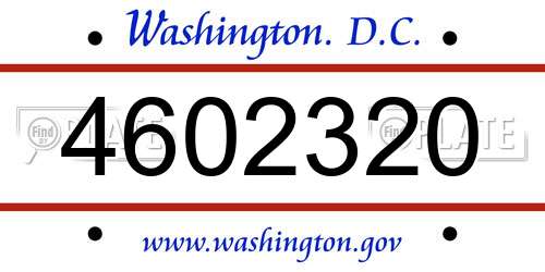 4602320 District Of Columbia License Plate
