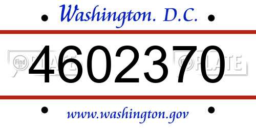 4602370 District Of Columbia License Plate