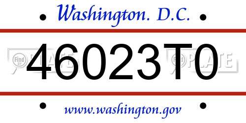 46023T0 District Of Columbia License Plate
