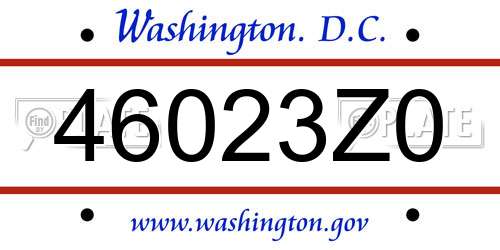 46023Z0 District Of Columbia License Plate
