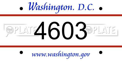 4603 District Of Columbia License Plate