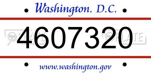 4607320 District Of Columbia License Plate