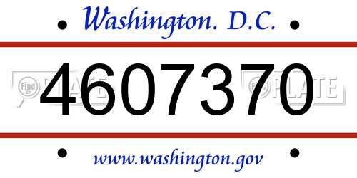 4607370 District Of Columbia License Plate