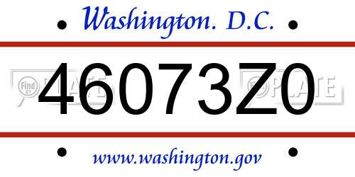 46073Z0 District Of Columbia License Plate