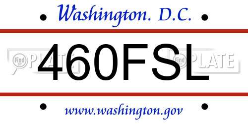 460FSL District Of Columbia License Plate