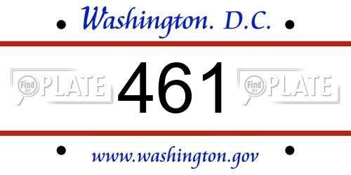461 District Of Columbia License Plate