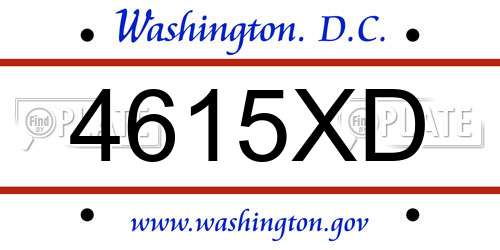 4615XD District Of Columbia License Plate