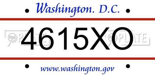 4615XO District Of Columbia License Plate