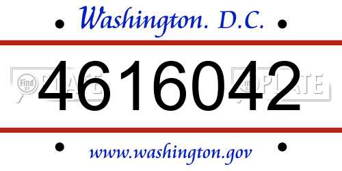 4616042 District Of Columbia License Plate