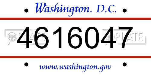 4616047 District Of Columbia License Plate