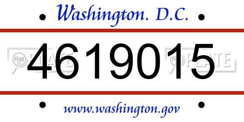 4619015 District Of Columbia License Plate