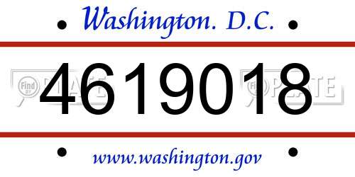 4619018 District Of Columbia License Plate