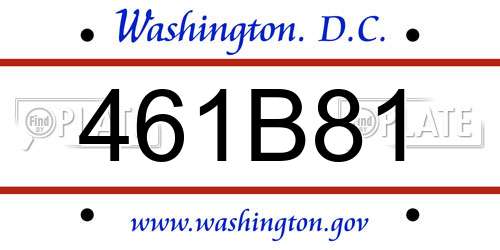 461B81 District Of Columbia License Plate