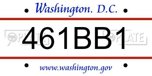 461BB1 District Of Columbia License Plate