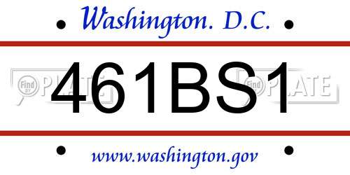 461BS1 District Of Columbia License Plate