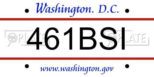 461BSI District Of Columbia License Plate