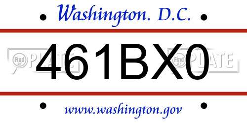 461BX0 District Of Columbia License Plate